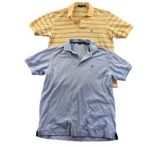 2 Nautica Mens Polo Shirt Medium Lot Of Two Short Sleeve Striped Classic Casual